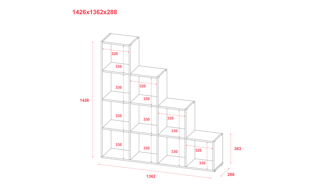 Polcrendszer Doros Step 4x4 Grafit nyitott 136.2х28.8х140.7 (41516167)