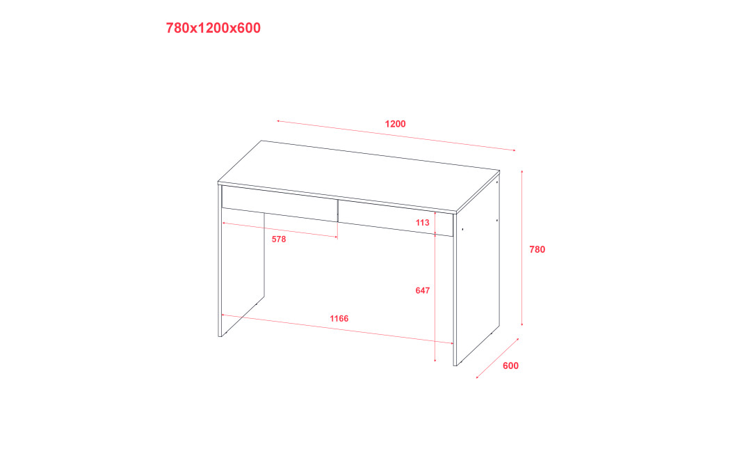 Asztal Doros Dale Artisan tölgy 2 fiókkal 120x60x78 (41516239)