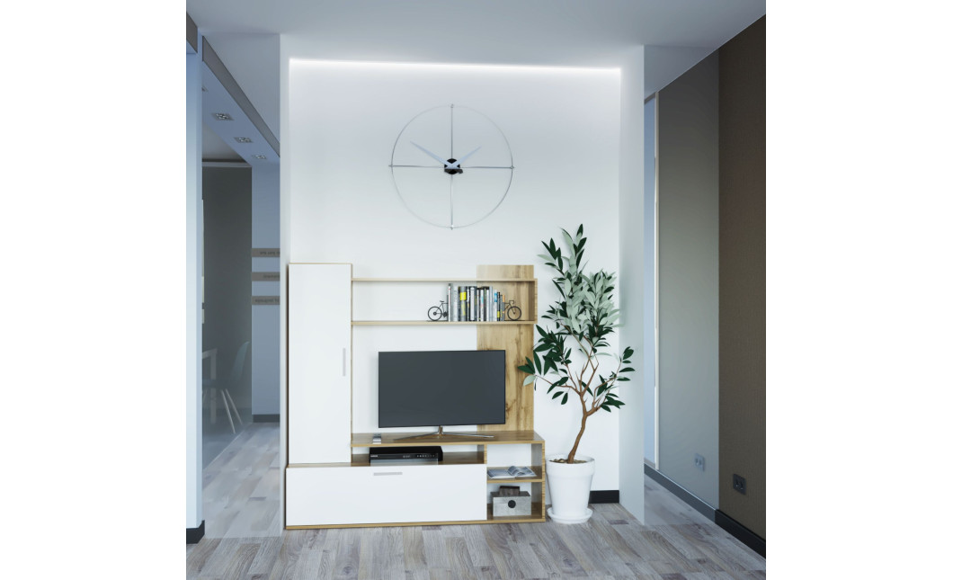 Szekrénysor Doros Kona Ewok tölgy / Fehér 151x40x147 (44900388)