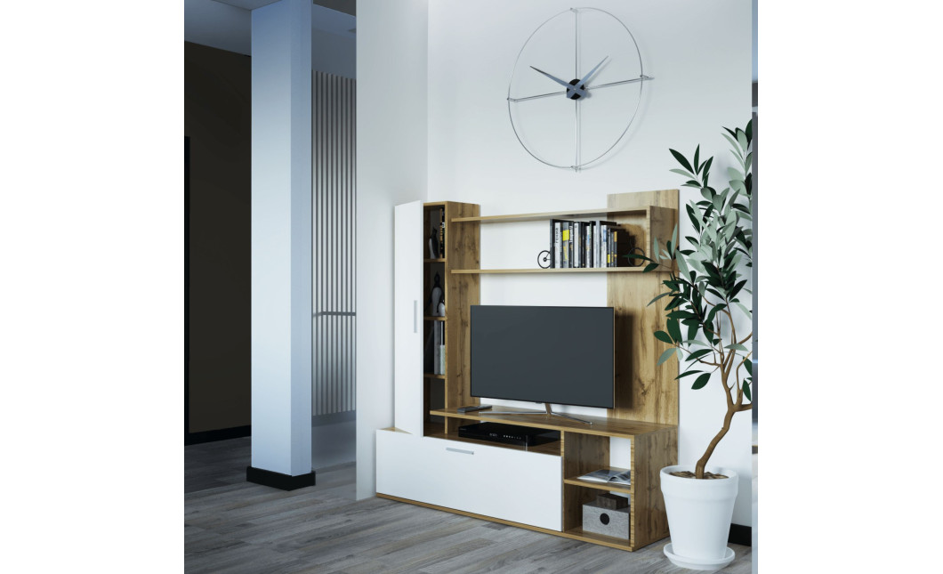 Szekrénysor Doros Kona Ewok tölgy / Fehér 151x40x147 (44900388)