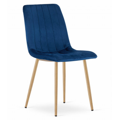 LAVA szék – sötétkék bársony / fa színű lábak (10039171)