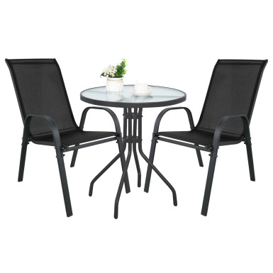 ISLAND + SOFIA kerti bútor szett: Kerek asztal 60 cm і 2 szék, fekete (10070024)