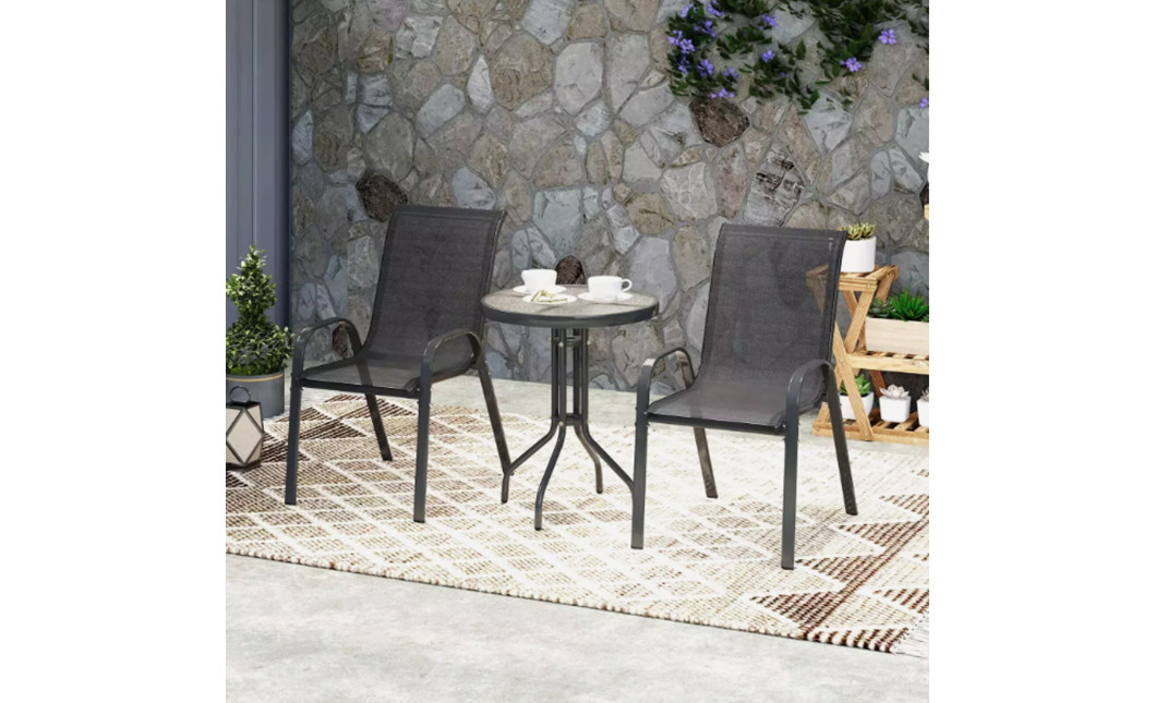 ISLAND + SOFIA kerti bútor szett: Kerek asztal 60 cm і 2 szék, fekete (10070024)