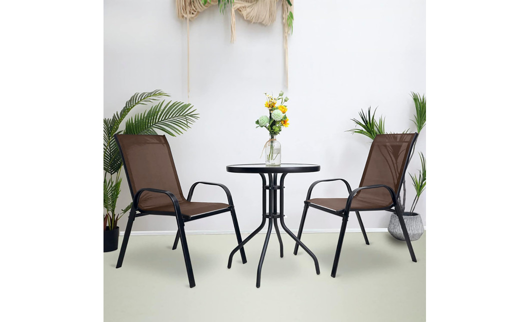 ISLAND + SOFIA kerti bútor szett: Kerek asztal 60 cm і 2 szék, barna (10070022)