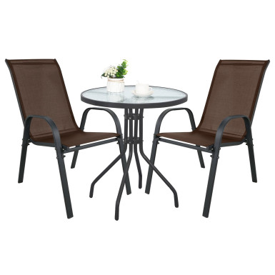ISLAND + SOFIA kerti bútor szett: Kerek asztal 60 cm і 2 szék, barna (10070022)