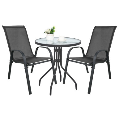ISLAND + SOFIA kerti bútor szett: Kerek asztal 60 cm і 2 szék, sötét-szürke (10070023)