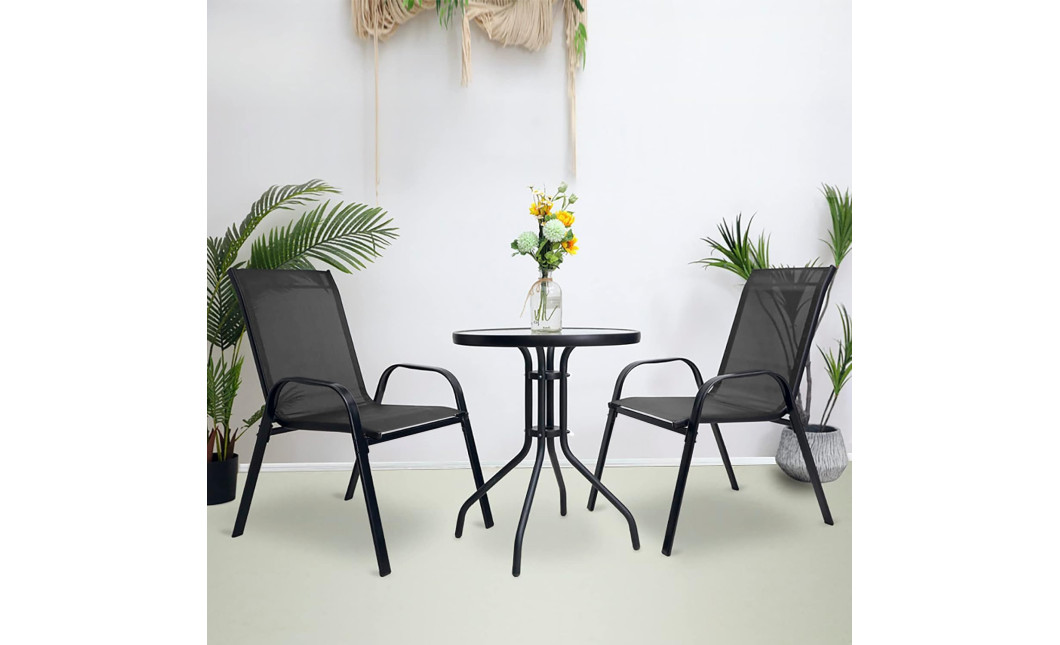 ISLAND + SOFIA kerti bútor szett: Kerek asztal 60 cm і 2 szék, sötét-szürke (10070023)