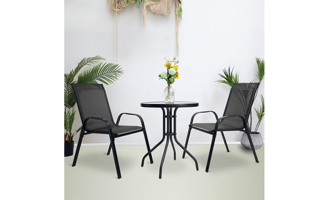 ISLAND + SOFIA kerti bútor szett: Kerek asztal 60 cm і 2 szék, sötét-szürke (10070023)