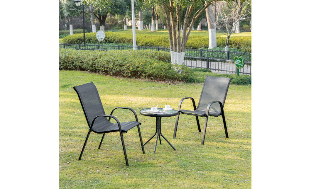 ISLAND + SOFIA kerti bútor szett: Kerek asztal 60 cm і 2 szék, sötét-szürke (10070023)