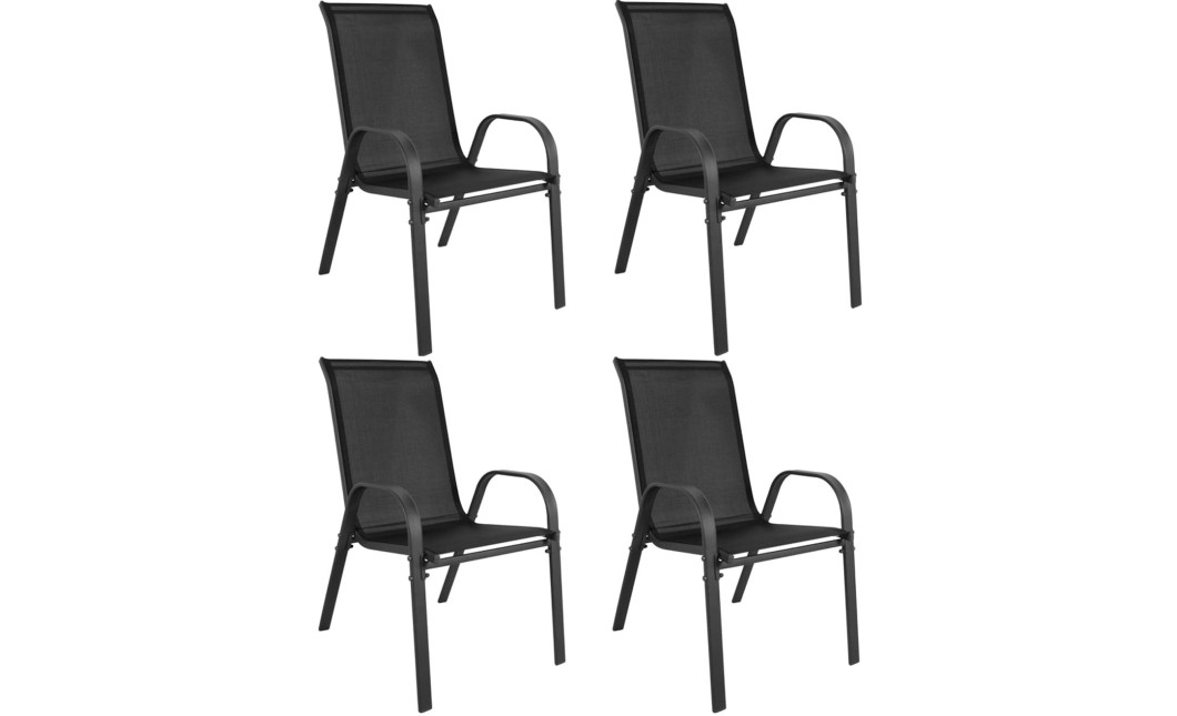 ISLAND + SOFIA kerti bútor szett: Kerek asztal 60 cm і 4 szék, fekete (10070027)