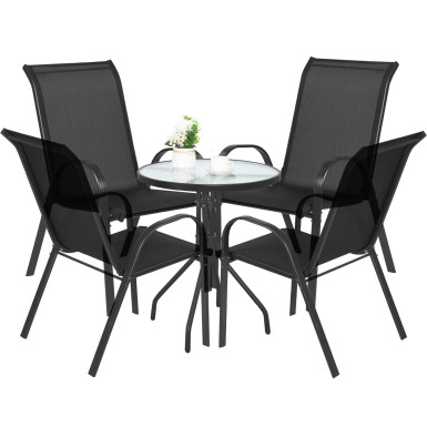 ISLAND + SOFIA kerti bútor szett: Kerek asztal 60 cm і 4 szék, fekete (10070027)