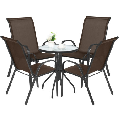 ISLAND + SOFIA kerti bútor szett: Kerek asztal 60 cm і 4 szék, barna (10070025)