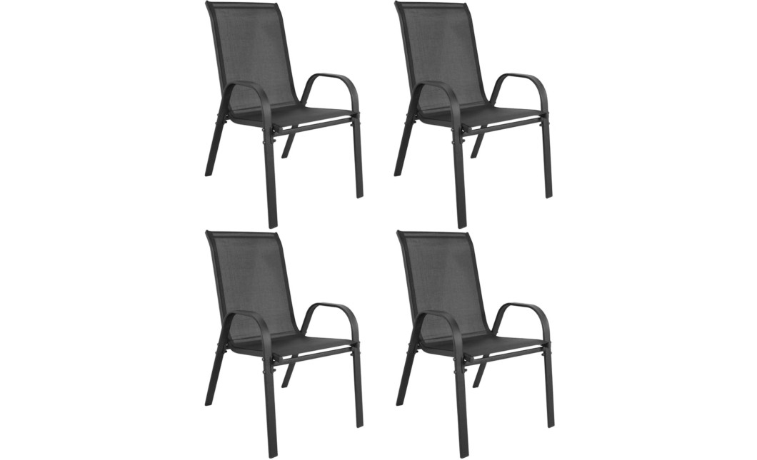 ISLAND + SOFIA kerti bútor szett: Kerek asztal 60 cm і 4 szék, sötét-szürke (10070026)