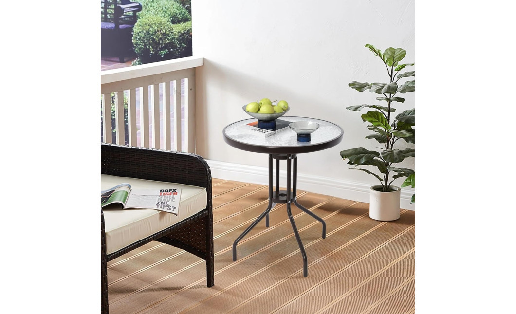 ISLAND + SOFIA kerti bútor szett: Kerek asztal 60 cm і 4 szék, sötét-szürke (10070026)