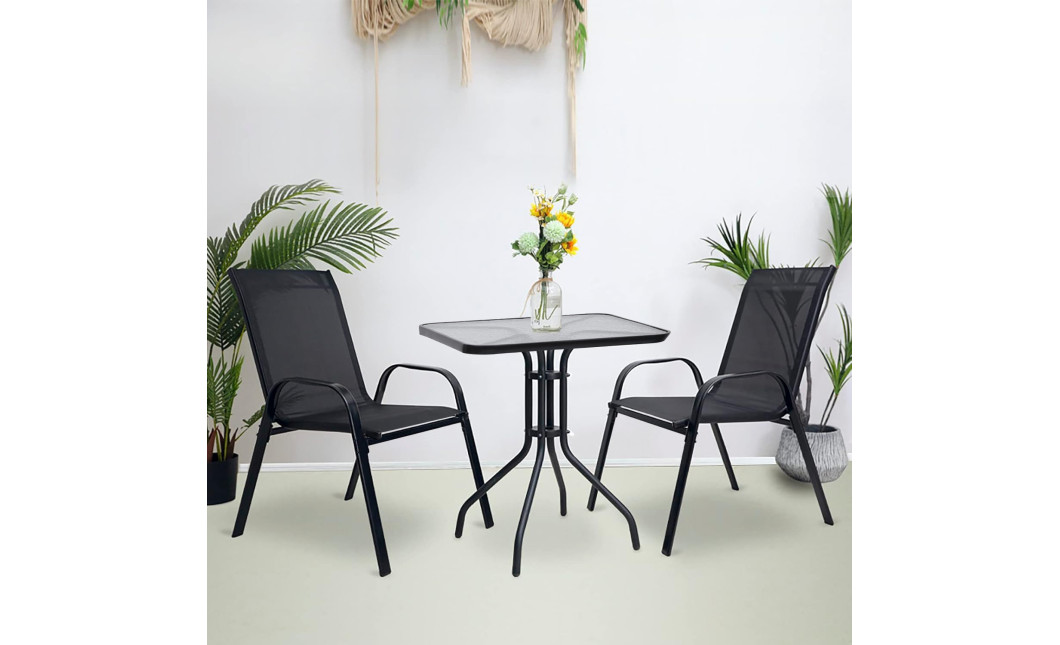 ISLAND + SOFIA kerti bútor szett: Négyzet alakú asztal 60 cm і 2 szék, fekete (10070021)