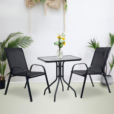 ISLAND + SOFIA kerti bútor szett: Négyzet alakú asztal 60 cm і 2 szék, fekete (10070021)