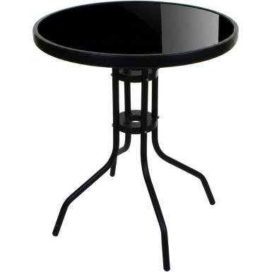 ISLAND KERTI ÜVEGASZTAL TERASZRA kerek  60 cm – fekete asztallap (10041421)